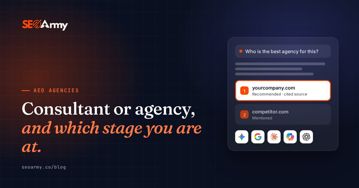 Consultant or agency, and which stage you are at.