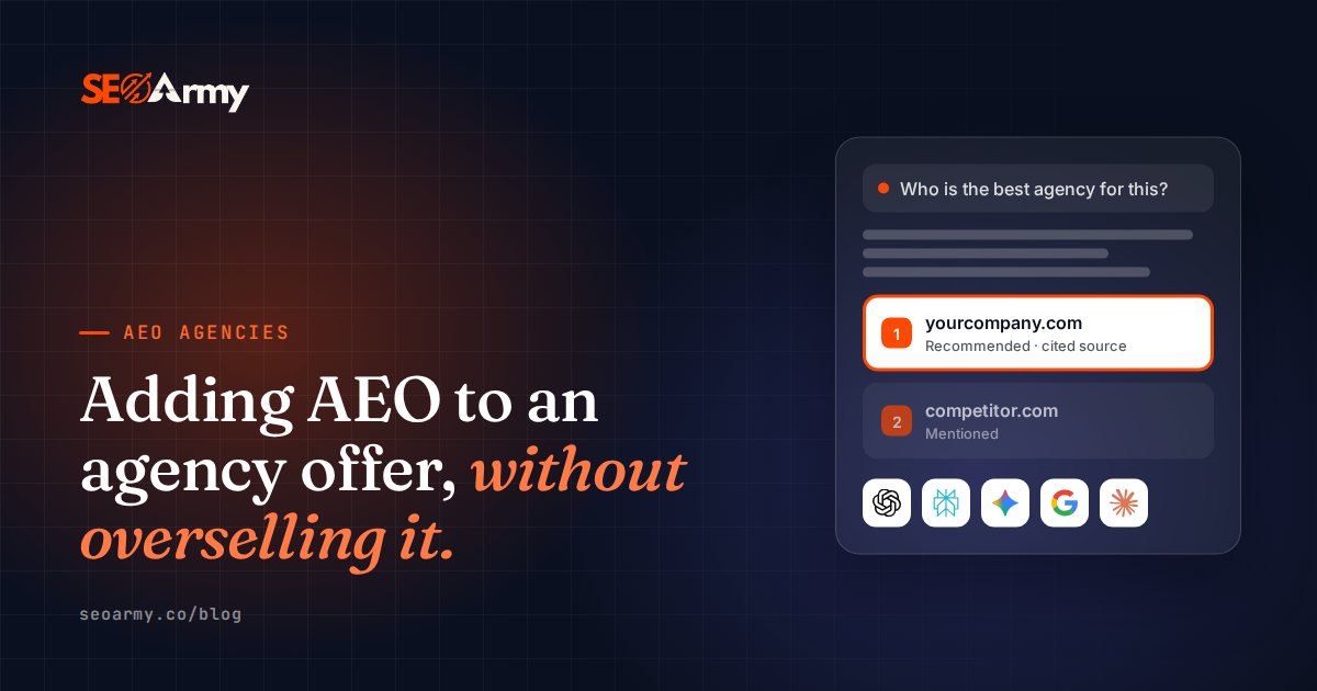 Adding AEO to an agency offer, without overselling it.