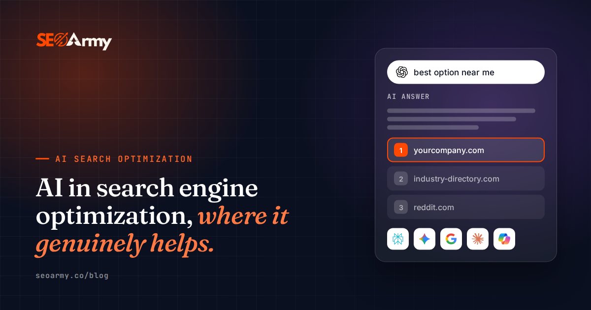 AI in search engine optimization, where it genuinely helps.