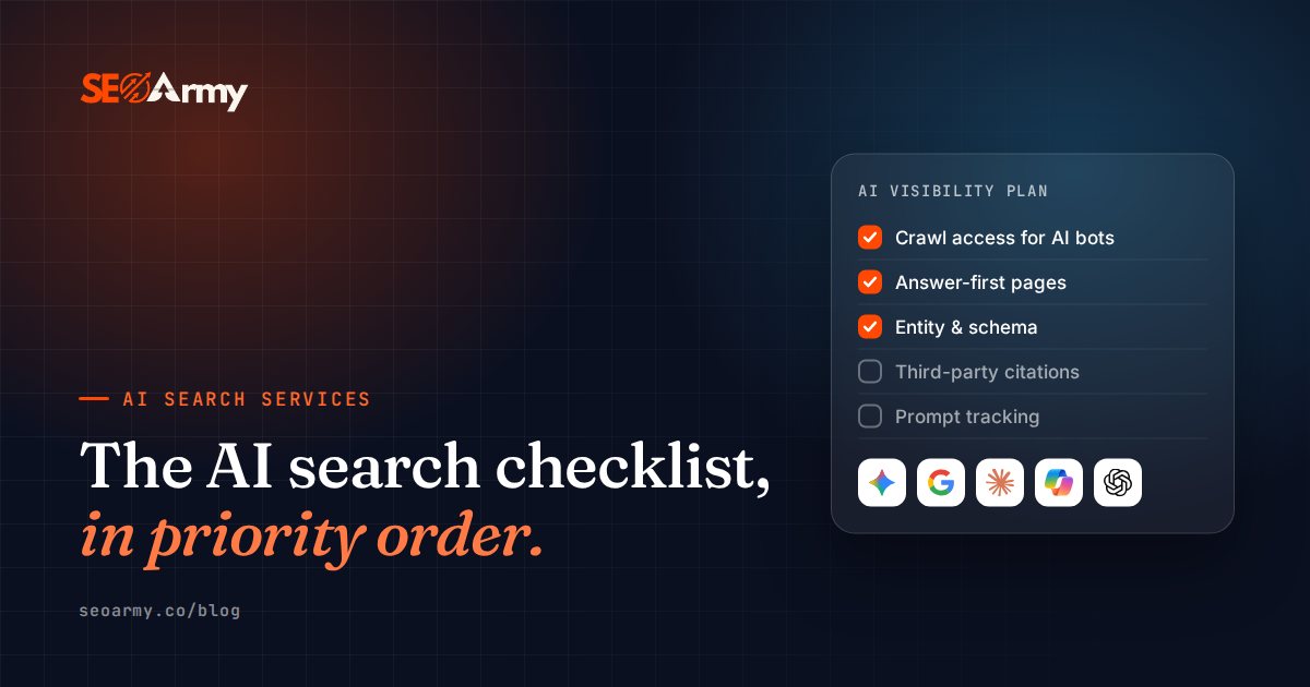 The AI search checklist, in priority order.