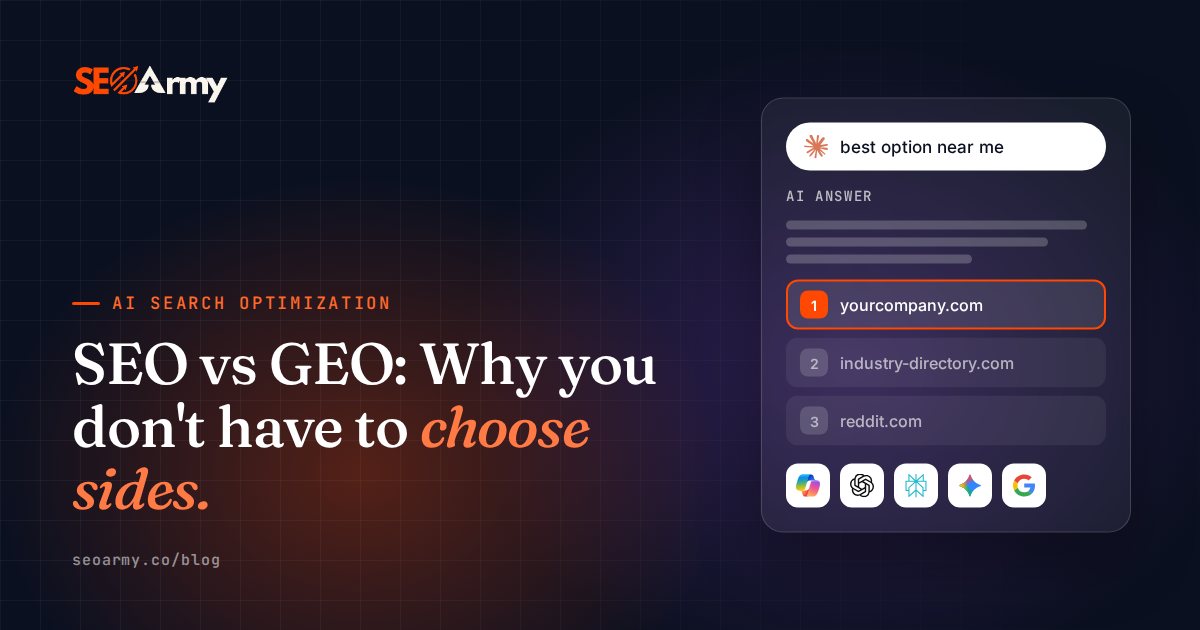 SEO vs GEO: Why you don't have to choose sides