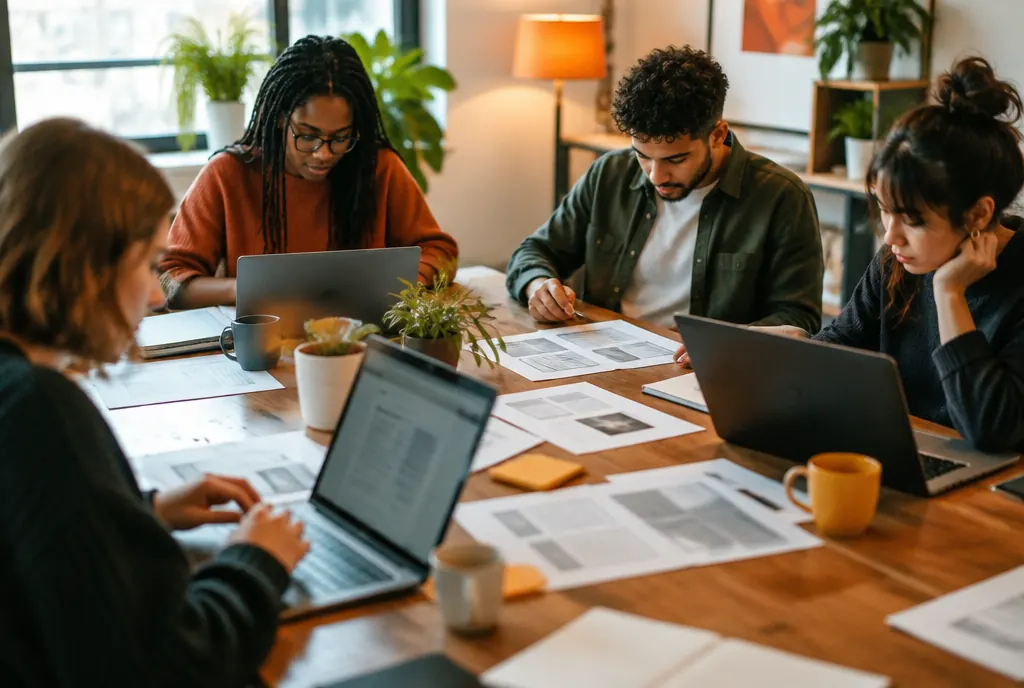 A content team auditing a website together