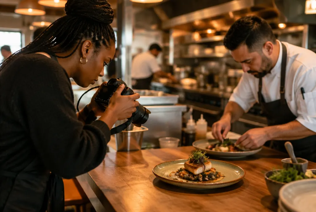 A creator photographing a dish for social media