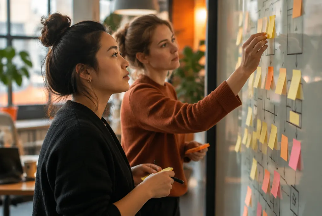 Two specialists mapping an automation workflow