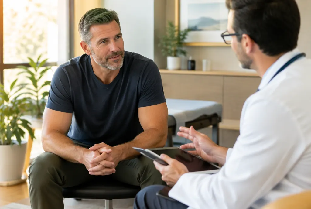 A patient consulting a doctor at a wellness clinic
