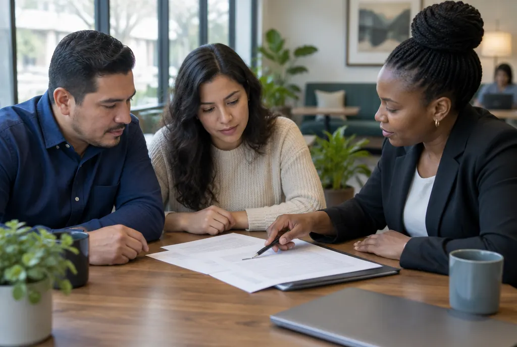 An advisor going through life insurance paperwork with a couple