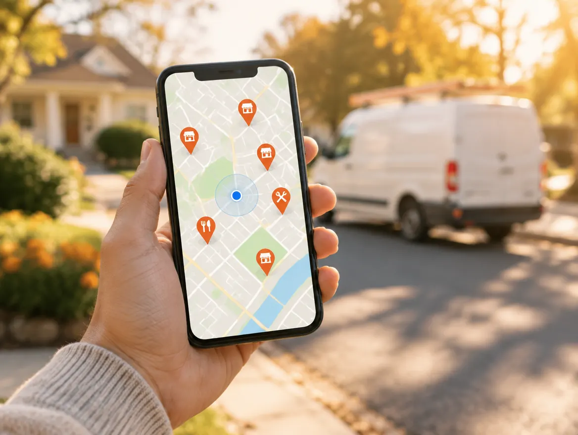 A customer finding a local business on a map app