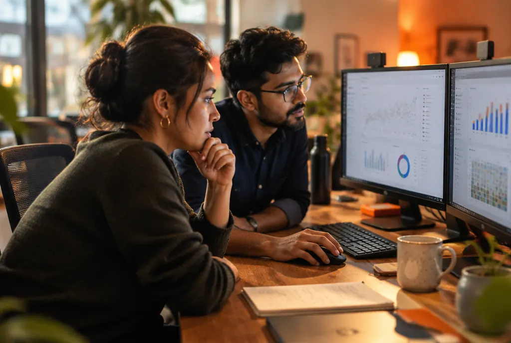 Two media buyers optimizing ad campaigns together