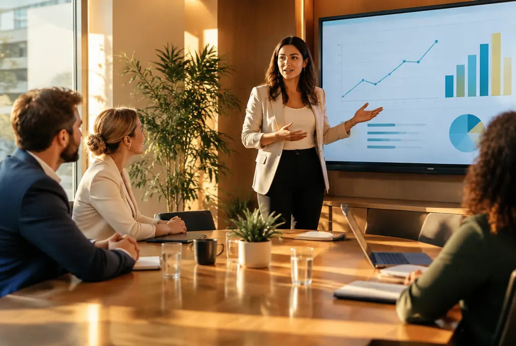 A strategist presenting growth results to a client team